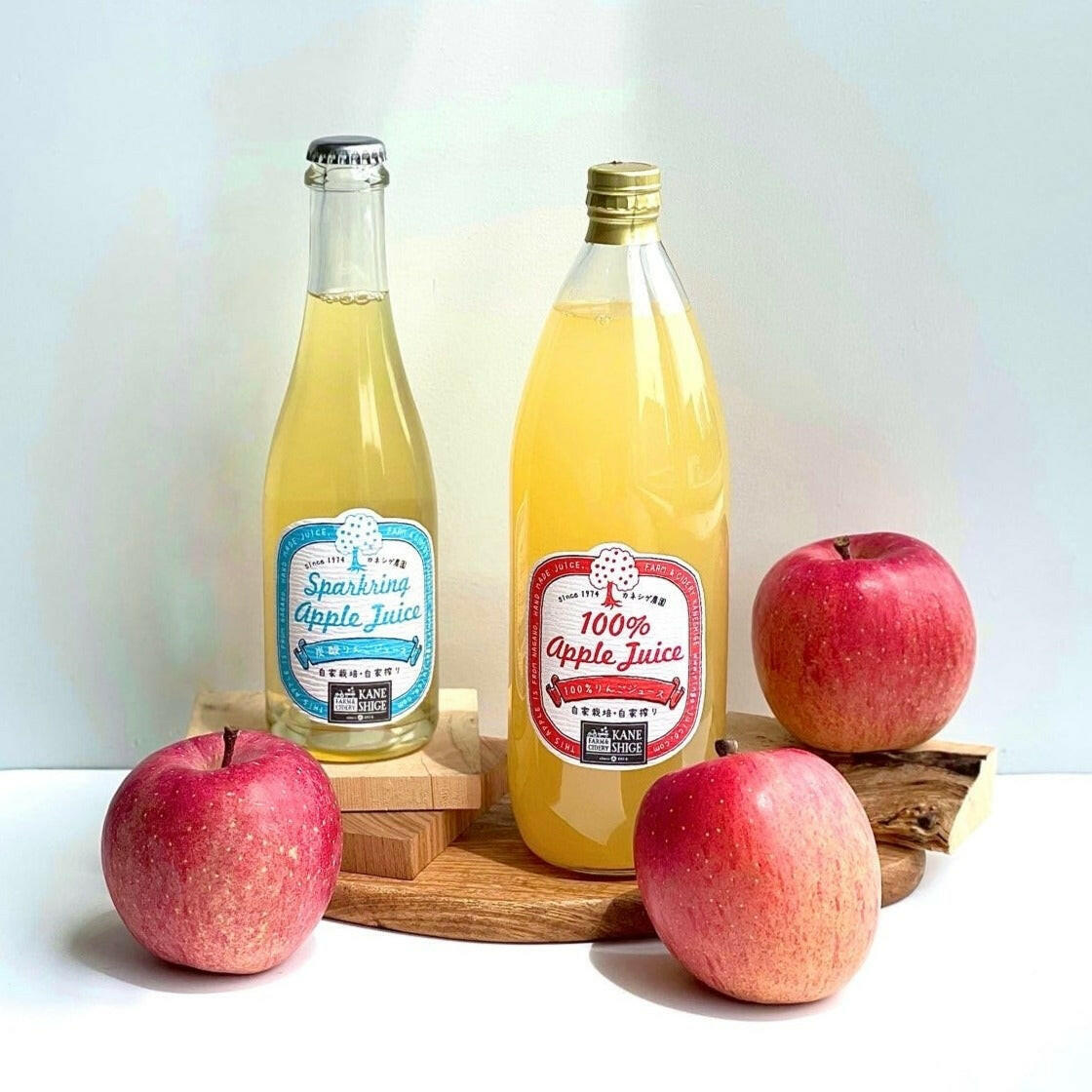 カネシゲ農園のりんごジュースは、完熟りんごを丸ごと搾った100%ストレートジュース。濃厚な甘みと爽やかな酸味が特徴で、自然の美味しさをそのまま楽しめます。砂糖・添加物不使用で安心安全。